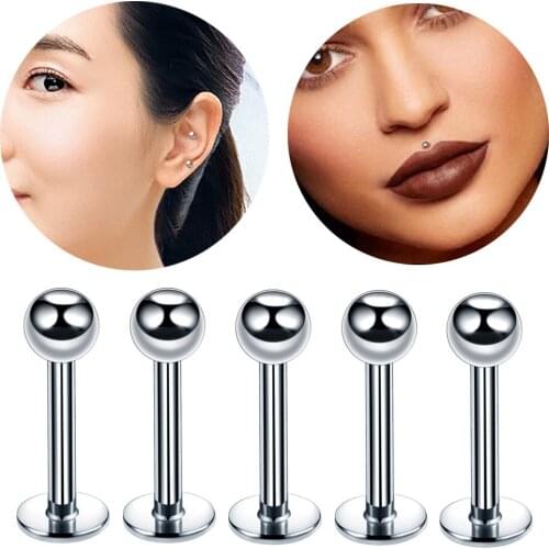 10Pcs/lot 16G Tragus Helix Bar 3mm Ball Stainless Steel Labret Lip Bar Rings Stud Cartilage Ear Piercing Body Jewelry