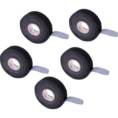 5 Roll Waterproof Adhesive Ice Hockey Cloth Stick Grip Tape 25mmx22.5m Black