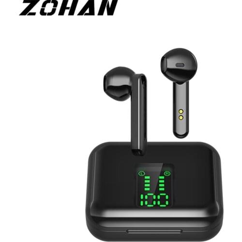 ZOHAN Wireless earphones Bluetooth 5.0 Headset Touch Control LED Display for sport Headset with Charging Case