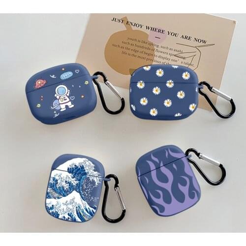 Earphone Case For Airpods Pro 1 2 Case Flower Flame Pattern Blue Matte Silicone Cover For AirPod Pro 3 Air Pods Accessories Box