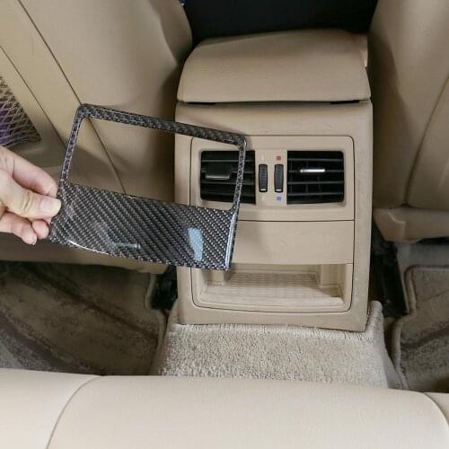 Two Style Carbon Fiber Sticker Car Rear Row Air Conditioning Vent Frame Trim for BMW E90 E92 3 Series 2005-12 Models Accessories