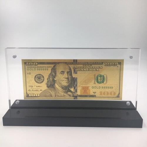 HOT 100 NEW US Dollar American 24k Gold Banknote Collectible US Fake Money Dollar Bills with acrylic frame stand