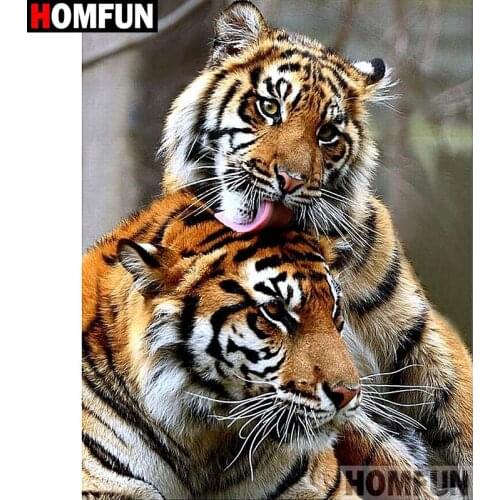 HOMFUN Full Square/Round Drill 5D DIY Diamond Painting "tiger" Embroidery Cross Stitch 5D Home A07724