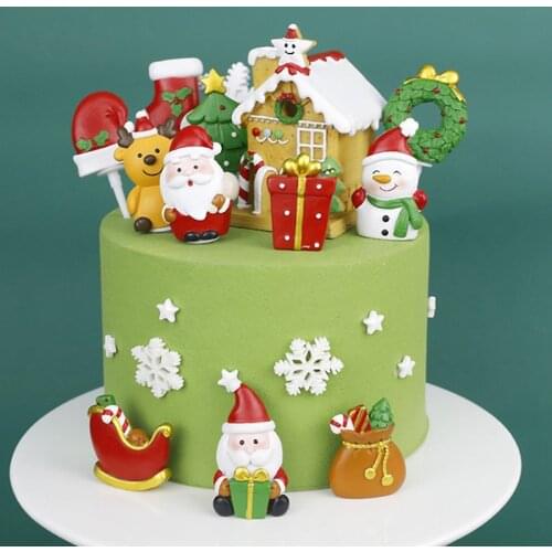 Christmas Cake Topper Dessert Table Decor Santa Claus Snowman Cake Decoration Christmas Decorations