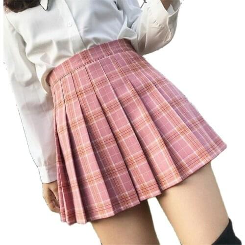 Plaid High Waist Japan School Skirts With Shorts For Women Cute Sweet Girls Dance Mini Skirt