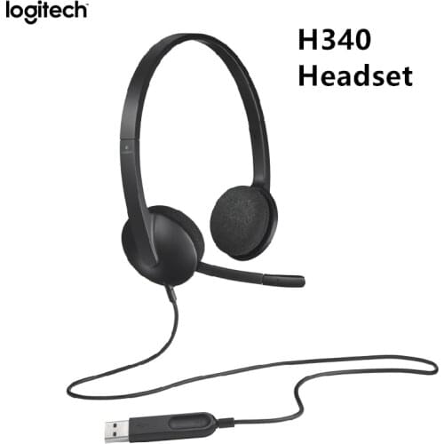 Logitech H340 USB computer headset microphone for Windows MacOS ChromeOS