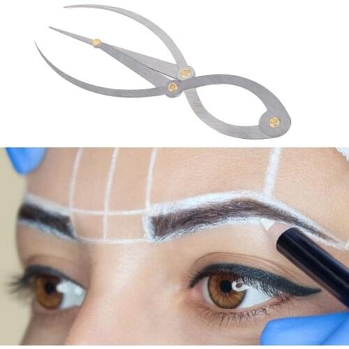 Makeup Eyebrow Ruler Satin Finish Adjustable Stainless Steel Golden Ratio Caliper for Beginner Eye Makeup Stencil