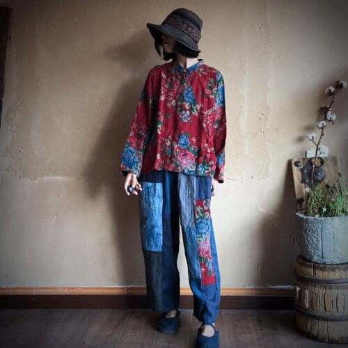 Women Loose Patchwork Linen Harem Pants Ladies Elastic Waist Flax Harem Trousers Female 2020 Summer Autumn Pants