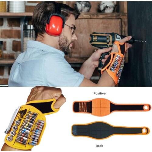 Magnetic Wristband Tool Bag Magnet Electrician Wrist Tool Belt Screws Nails Drill Bits Bracelet Holder Repair Tool Belt Portable