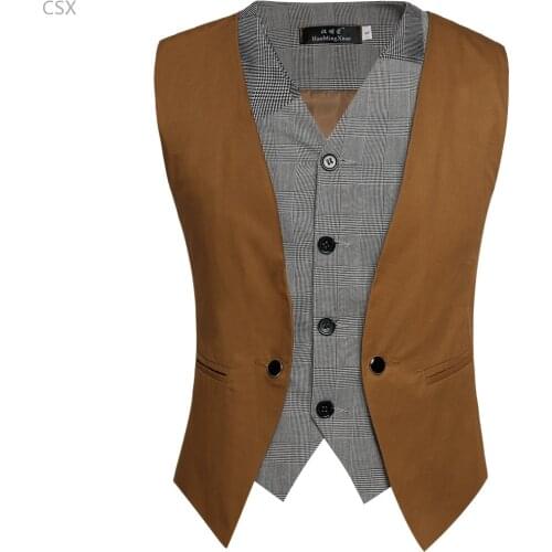 Autumn Fashion New Basic Casual Suit Vest For Men Brand Quality Tank Tops Faux Two Piece Men Waistcoat Free Drop Shipping 41