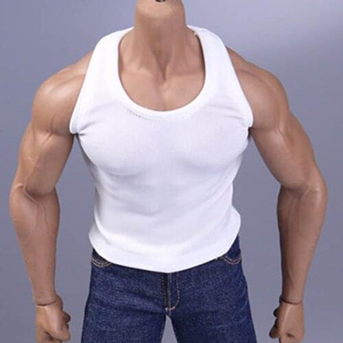 2 Colors 1/6 Scale Men Vest Loose Boy Jeans Round Male Neck Vest Clothes Clothing Set For 12" Action Figure Male Body