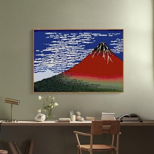 Beginner Cross Stitch Kit Great Volcano Landscape 11CT 14CT Printing Embroidery Hand Printing Decoration Gift Set Craft Kit DIY