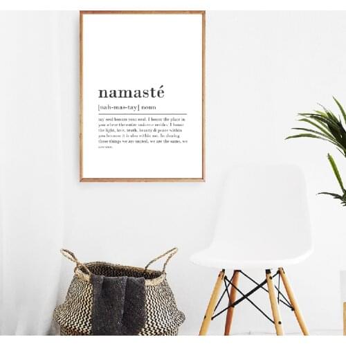 High-Definition Namaste Print Zen Yoga Wall Art Canvas Painting Black And White Picture Modern Minimalist Poster Home Room