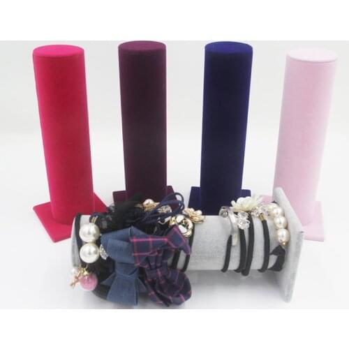 2019 New 5 colors Portable Velvet Bracelet Bangle Necklace Display Stand Holder Watch Jewelry Organizer T-Bar Rack