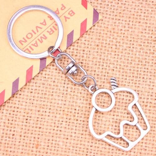 New Fashion Keychain 36*31 mm cake cupcake Pendants DIY Men Jewelry Car Key Chain Ring Holder Souvenir For Gift