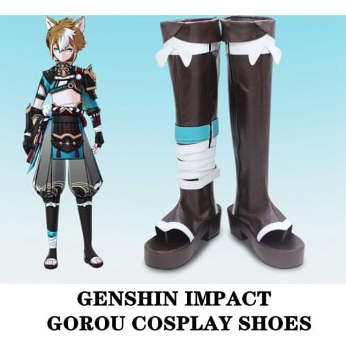Game Genshin Impact Gorou Cosplay Shoes Anime Project PU Boots Halloween Costumes Adult Props Unisex Custom Size Xmas Gift