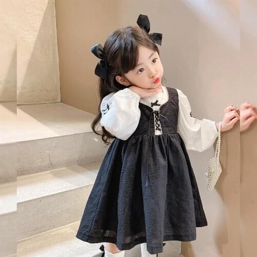 Girls Autumn Clothing Dress 2021 New Childrens Small Medium Childrens Wear Fashionable Long Sleeve Baby Girl Princess Skirt