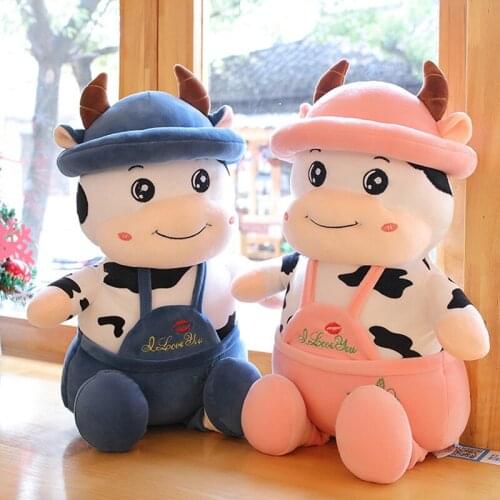 50cm Cute Soft Cow Plush Toy Stuffed Animal Kawaii Plushie Cattle Sleeping Pillow Accompany Doll Toys for Kids Girls Gift Decor