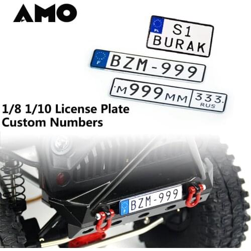 RC Car Russia Europe France Korea License Plate Metal 3D Stereo Custom Number 1/10 1/8 1/5 Axial SCX10 90046 Crawler TRX4 TRX6