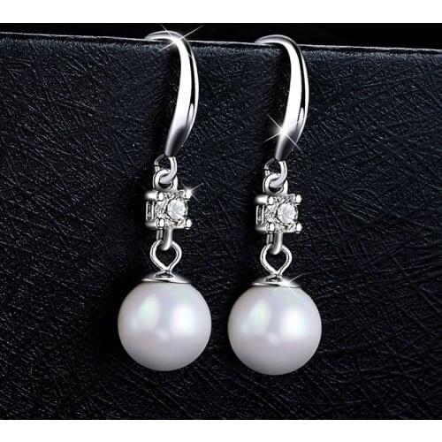 S925 Silver Color Earrings Charm Pearl Earrings Ear Hook Fashion Beautiful Gift Ladies Fashion Jewelry Girlfriend Gift