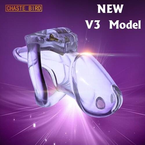 Adult Sex Toys New Resin HT-V3 Mens Chastity Cage Male Chastity Belt Device Chastity Lock With 4 Penis Rings