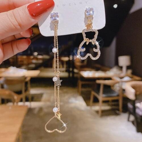 2021 New Fashion Animal Mouse Rhinestone Drop Earrings For Women Jewelry Modern Bijoux Shiny Crystal Dangle Earrings Party Gifts