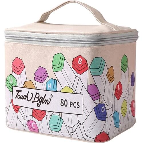 30/40/60/80/168/204 Colors Markers Bag Massive Capacity Zipper Folding Bag Canvas Storage Pen Case Square Zipper Pencil Bag