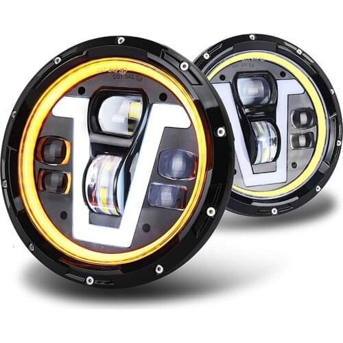 Dot Approved Turn Signal LED 7 Inch Round Led Headlights Hi/Low Beam Compatible With Jeep Wrangler JK LJ