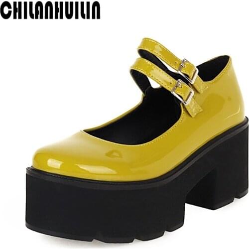 Classic women pumps spring summer autumn wedge pumps high heels platform buckle dress party wedding shoes retro shoes pumps