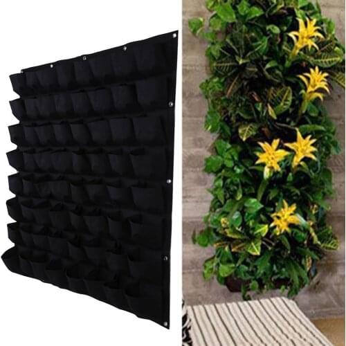 64 Pockets Planting Bags Indoor Outdoor Vertical Gardening Hanging Wall Planter Herbs Seeding Wall Growing Bag 100x100cm 3