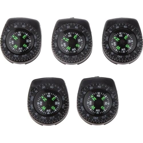 Waterproof 5pcs Set Outdoor Hiking Travel Removable Mini Watchband Camping Compass for Fishing Cycling Survival Sports Safety