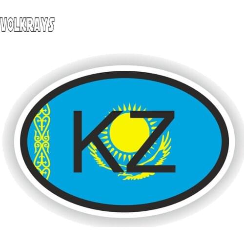 Volkrays Creative Car Sticker Kazakhstan Kz Country Code Decal Accessories Reflective Waterproof Sunscreen Vinyl Decal,8cm*12cm
