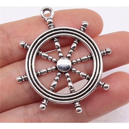 WYSIWYG 2pcs 45x40mm Charms Rudder Antique Silver Color Antique Bronze Color Alloy DIY Jewelry Making Accessories