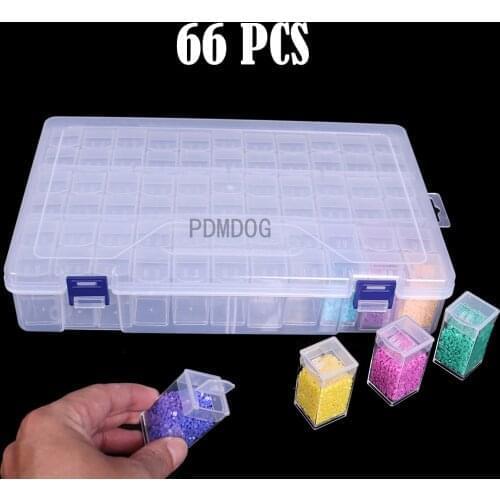 Diamond Painting Box Storage Tool 66/32/24/64 Girds Bead Container Rhinestone Embroidery Crystal Bead Storage Box Accessories