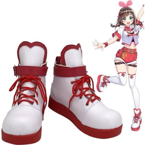 YouTuber Kizuna AI A.I.Channel A.I.Games Chinese Style White Cosplay Shoes Cosplay Long Boots Leather Custom Made CosplayLove