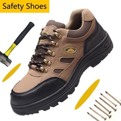 Suede Leather Steel Toe Shoe Winter Plush Men Work Safety Shoes Non-slip Work Shoes Men Athletic Sneaker Cushioning Hiking Shoes