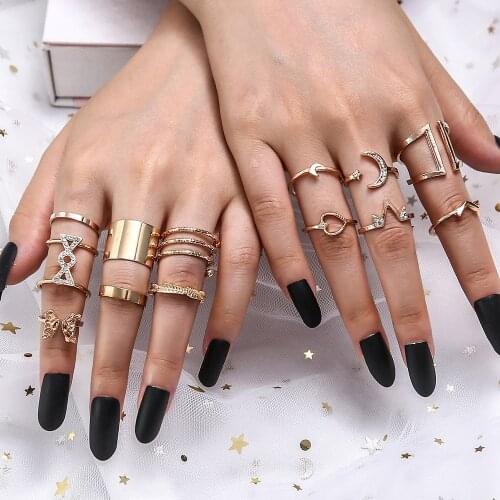 Original Design Round Hollow Geometric Rings Set For Women Fashion Zircon Ring Butterfly Twist Open Joint Ring Female Jewelry