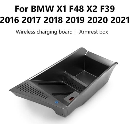 Car Wireless Charger Cigarette For BMW X1 F48 X2 F39 2016-2021 Lighter Storage Box Auto Accessories 15W