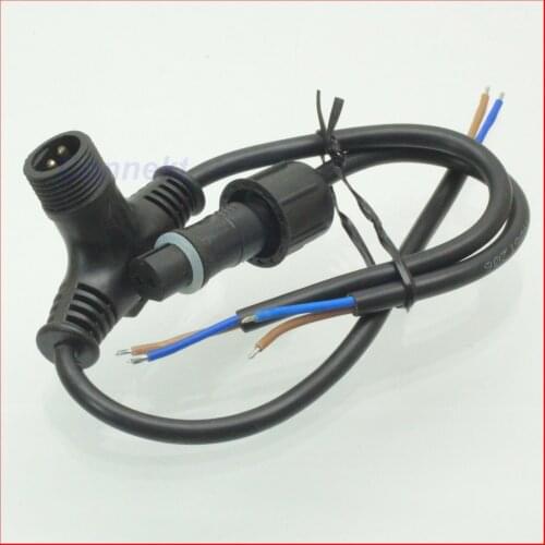 5pcs/lot Waterproof outdoor LED Bulb Power Driver T triple cable Connector 2 pin 0.75mm