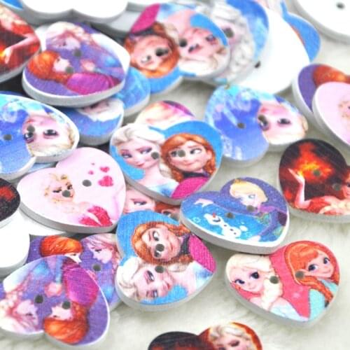 50pcs 25*22 mm Mix Heart Girl Wood Buttons Sewing Craft Mix WB234