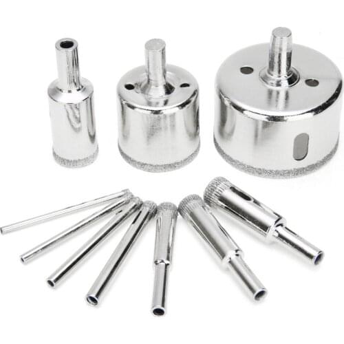 10pcs Diamond Hole Saw Glass Ceramic Marble Tile Holesaw Drill Bit Tool 3/4/5/6/8/10/12/18/32/50mm