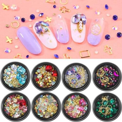 High Quality Nail Accessories 4cm Black Boxed Shiny Symphony Diamond Sequins Mixed DIY Nail Decoration Supplies 12 Models