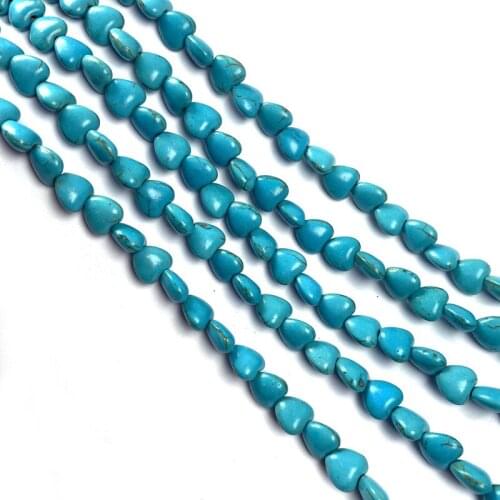 Heart Shaped Natural Stone Bead Blue Turquoises Bracelet Necklace Jewelry For DIY Jewelry Birthday Gift Size 8mm/10mm/12mm