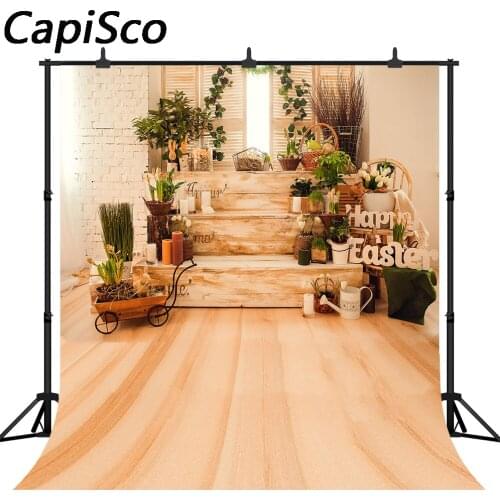 Capisco Photography Background Spring Easter Rabbits Wood Decorations Newborn Portrait Birthday Backdrop Photo Studio Props