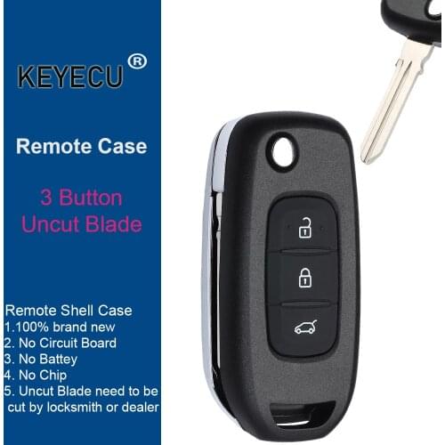 KEYECU Flip Remote Control Car Key Shell Case for Renault Twingo for Dacia Duster Sandero Symbol 2013-2017, Fob 3 Buttons HU136