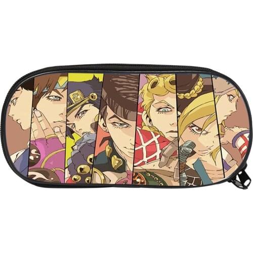 Anime Pencil Case JoJos Bizarre Adventure Cosplay Student Pen Bag Cartoon Cute Hot Sale Drawstring Cosmetic Bag Stationery Box
