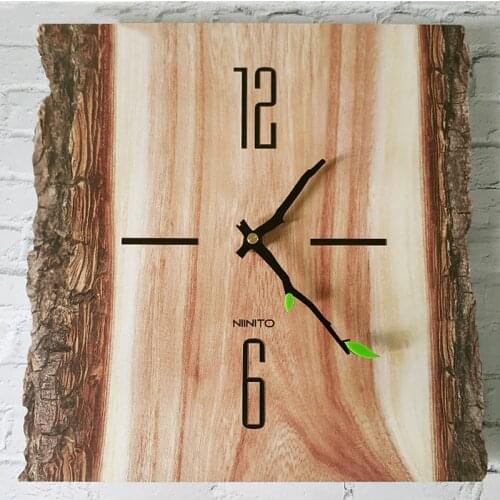 Nordic Wooden Wall Clock Modern Design Living Room Decoration Tree Pattern Hanging Clocks Wall Watch Home Decor 12 inch