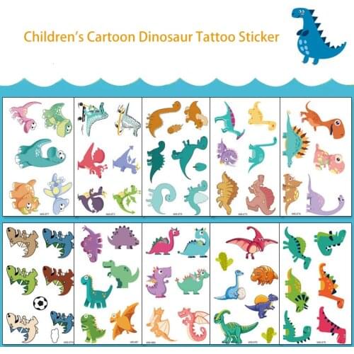 Childrens Cartoon Dinosaur Tattoo Sticker Temporary Waterproof Sweatproof Body Hand Foot Tyrannosaurus Decorate Kid Gift Cute