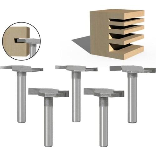5PC 6MM Shank 1/4 Shank T Type Slotting Cutter Router Bits for Woodworking T-slot Milling Cutter Woodworking Tools