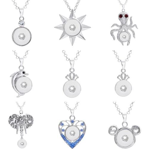 Hot Sale Snap Jewelry Necklace Crystal Flower Starfish Snap Button Necklace Fit 18mm Snaps Buttons Jewelry Button Necklaces